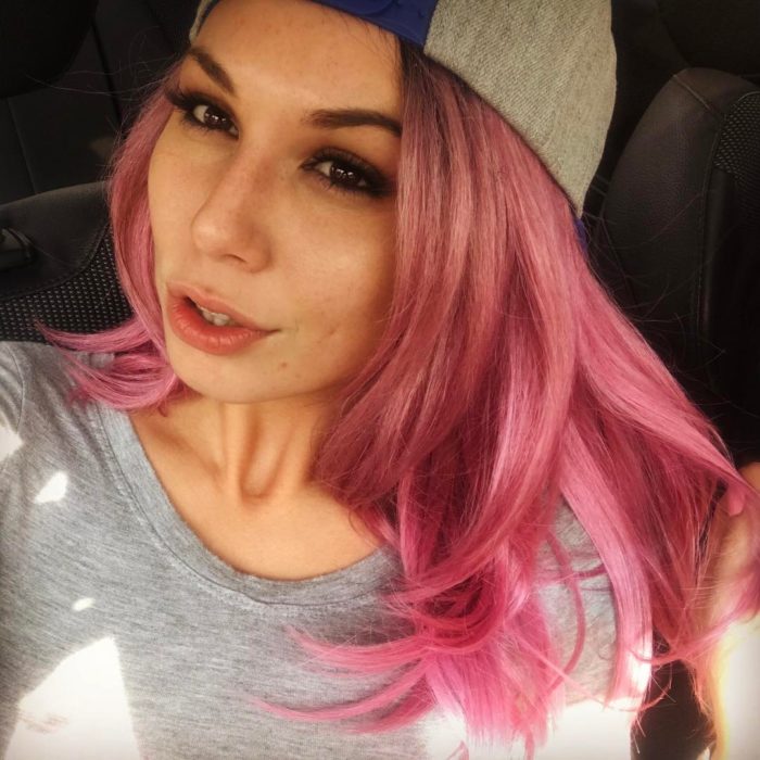 hot girl with pink hair